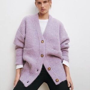 Zara Lilac Button-Up Cardigan